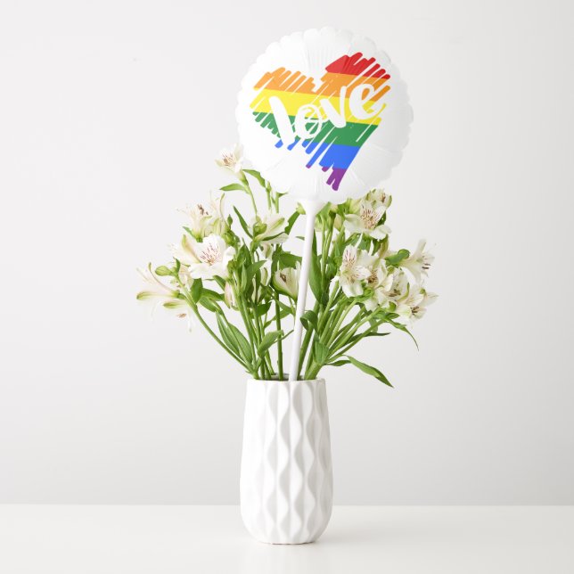 Personalized Gay Pride Rainbow Heart Balloon (Vase)