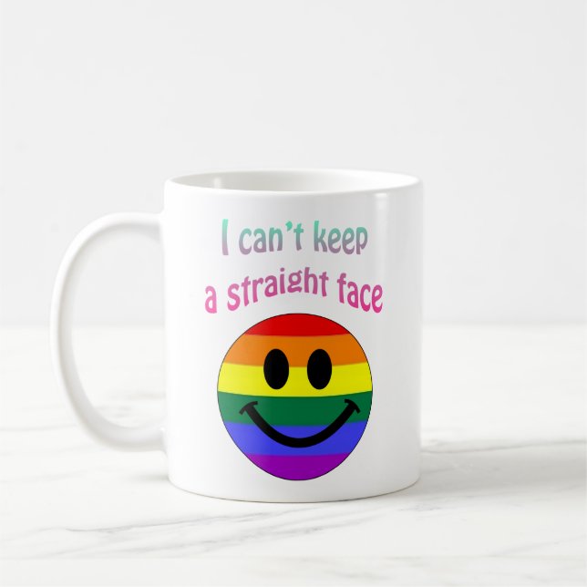 Personalized Gay Pride Straight Face Gift Coffee Mug (Left)