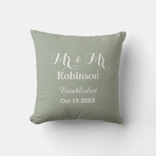 Personalized Gay Wedding Throw Pillow