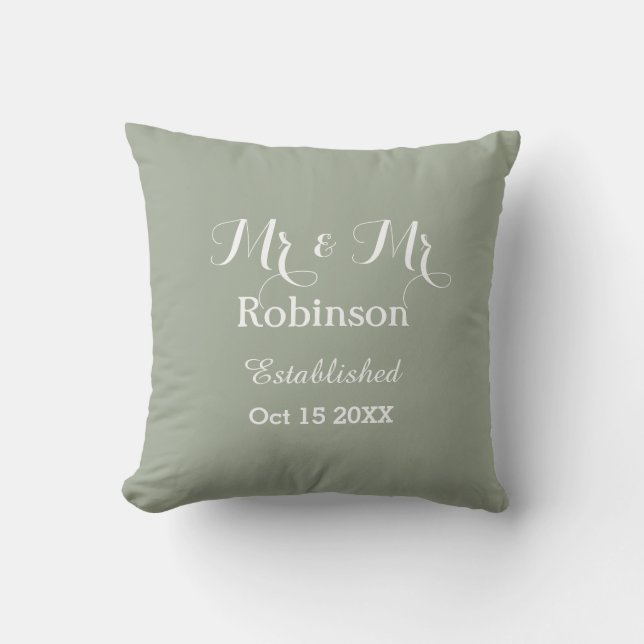 Personalized Gay Wedding Throw Pillow (Front)