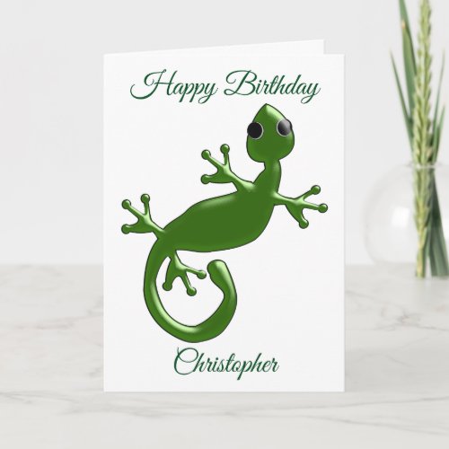 Personalized Gecko Birthday Card