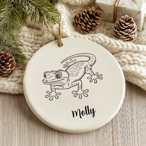 Personalized Gecko Christmas Ceramic Ornament