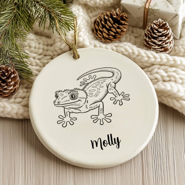 Personalized Gecko Christmas Ceramic Ornament (Creator Uploaded)