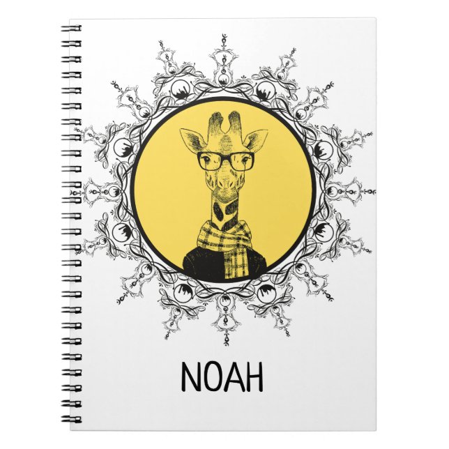 Personalized Geek Giraffe  Cute Notebook (Front)