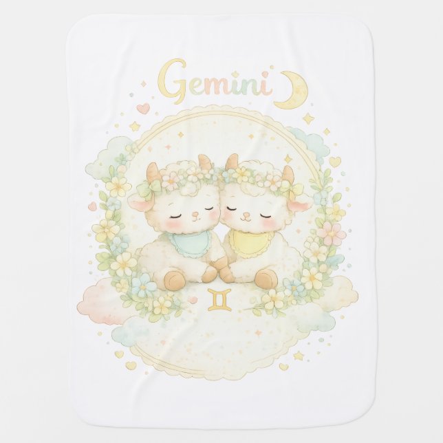 Personalized Gemini Baby Blanket | Custom Zodiac N (Front)