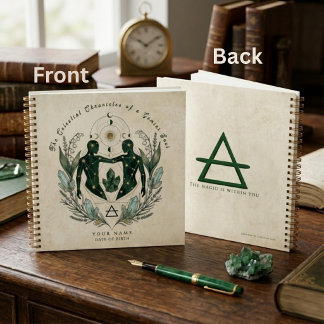 Personalized Gemini Emerald & Gold Zodiac Gift Notebook