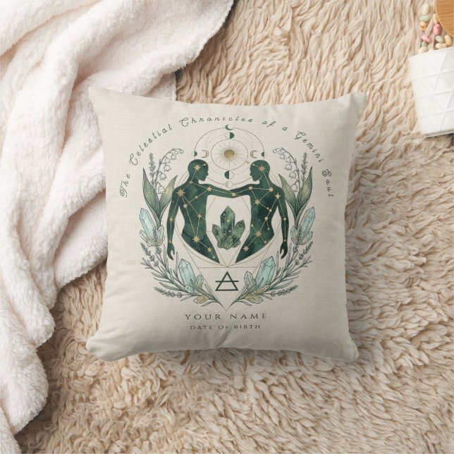 Personalized Gemini June Birth Flower Gift Throw Pillow (Blanket)