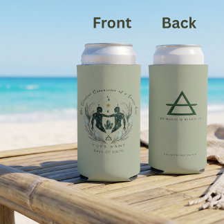 Personalized Gemini Sage Green Zodiac Gift Seltzer Can Cooler