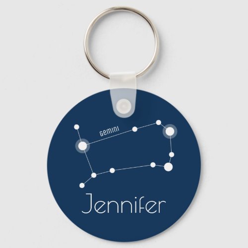 Personalized Gemini Zodiac Constellation Keychain