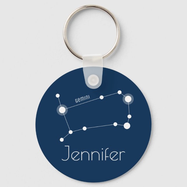 Personalized Gemini Zodiac Constellation Keychain (Front)