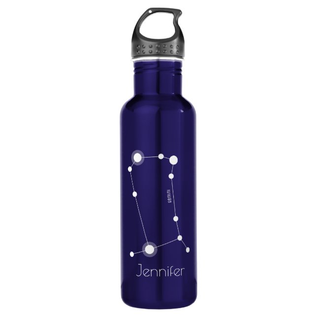 Personalized Gemini Zodiac Constellation Stainless Steel Water Bottle (Front)