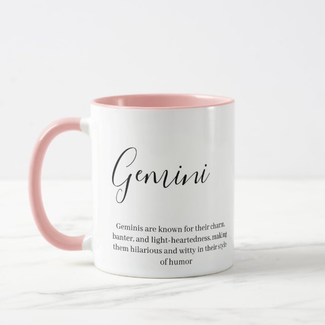"Personalized Gemini Zodiac sign Name and traits  Mug (Left)