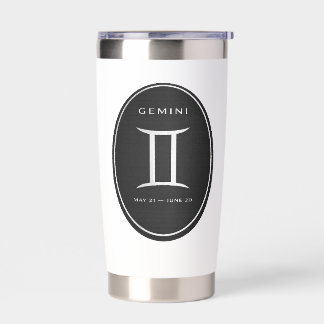 Personalized Gemini Zodiac Silver Oval Water Bottl Insulated Tumbler