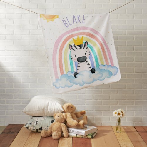 Personalized gender neutral rainbow baby blanket 