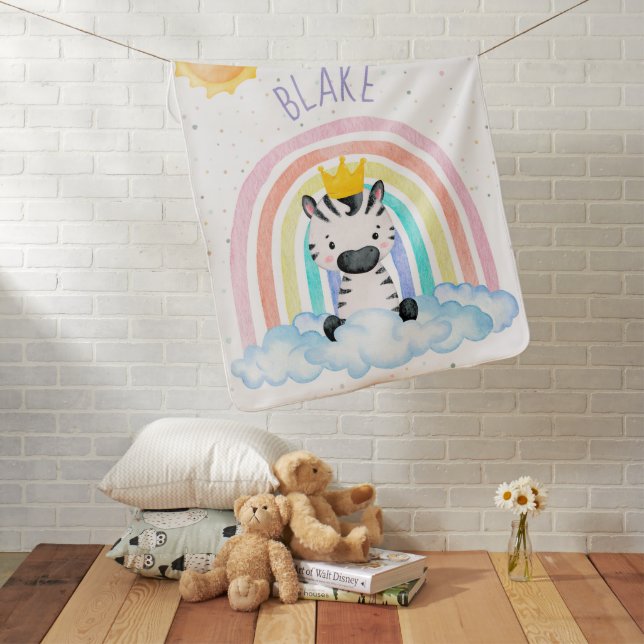 Personalized gender neutral rainbow baby blanket  (In Situ)