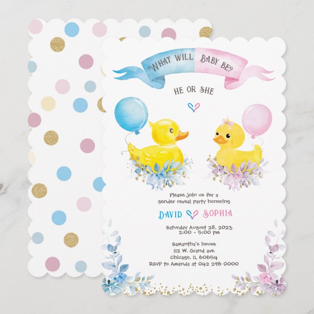 Personalized  Gender Reveal Invitation (Front/Back)