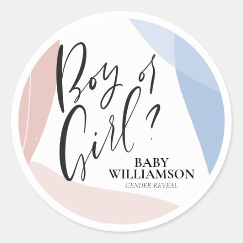 Personalized Gender Reveal Party Decoration Classic Round Sticker