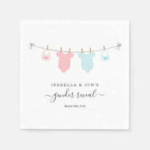 Personalized Gender Reveal Pink & Blue Napkins