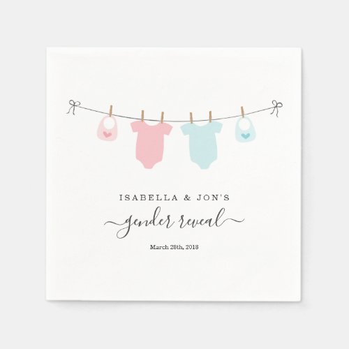 Personalized Gender Reveal Pink  Blue Napkins