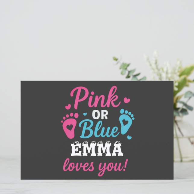 Personalized Gender Reveal Pink or Blue Baby Showe (Standing Front)