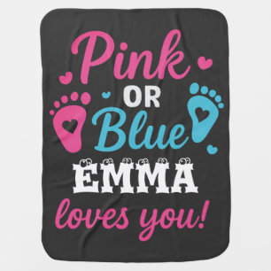 Personalized Gender Reveal Pink or Blue Baby Showe Blanket