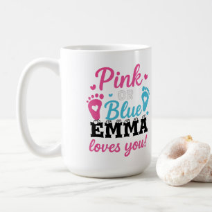 Personalized Gender Reveal Pink or Blue Baby Showe Coffee Mug