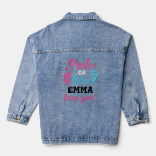 Personalized Gender Reveal Pink or Blue Baby Showe Denim Jacket