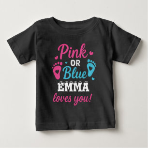 Personalized Gender Reveal Pink or Blue Baby Showe T-Shirt
