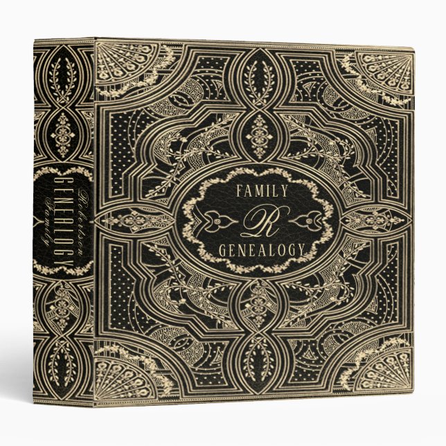 Personalized Genealogy Gold Vintage 3 Ring Binder (Front/Spine)