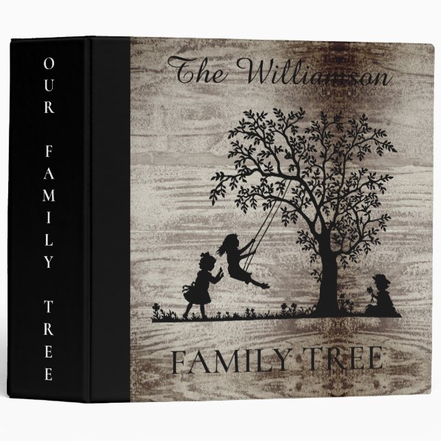 Personalized Genealogy Vintage Family Tree 3 Ring Binder (Front/Spine)