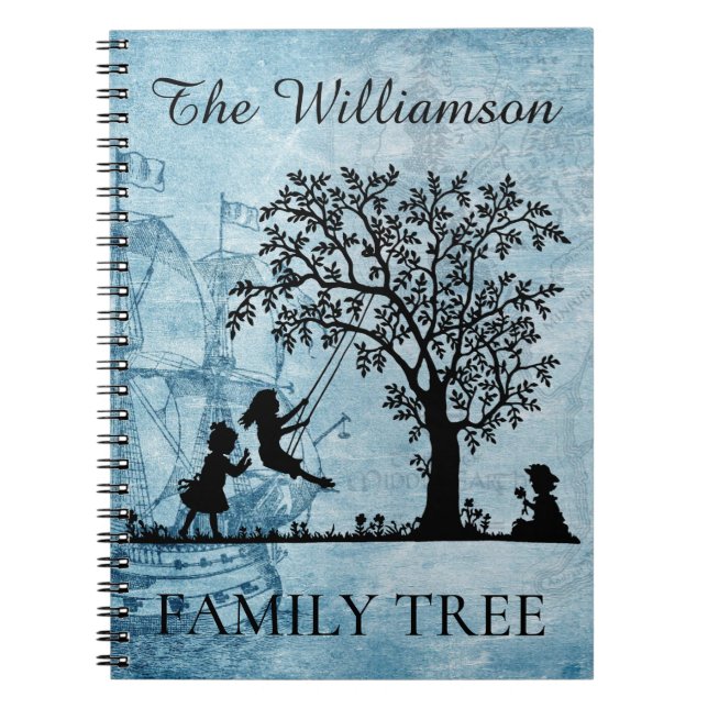 Personalized Genealogy Vintage Family Tree Notebook (Front)