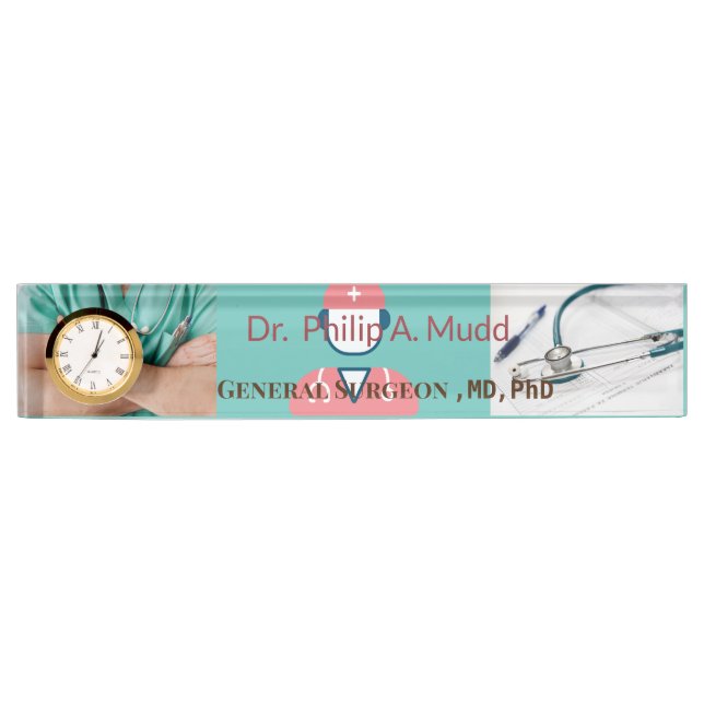 Personalized General Surgeon Acrylic Desk  Desk Name Plate (Front)