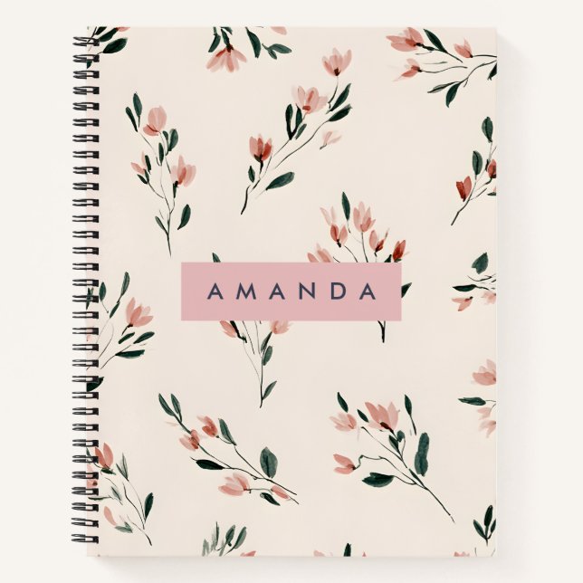 Personalized Gentle Pink Blossom Style Notebook (Front)