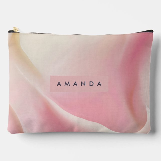 Personalized Gentle Pink Silk Wave Design Accessory Pouch (Front)