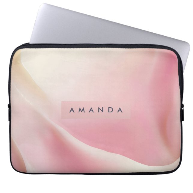 Personalized Gentle Pink Silk Wave Design Laptop Sleeve (Front)