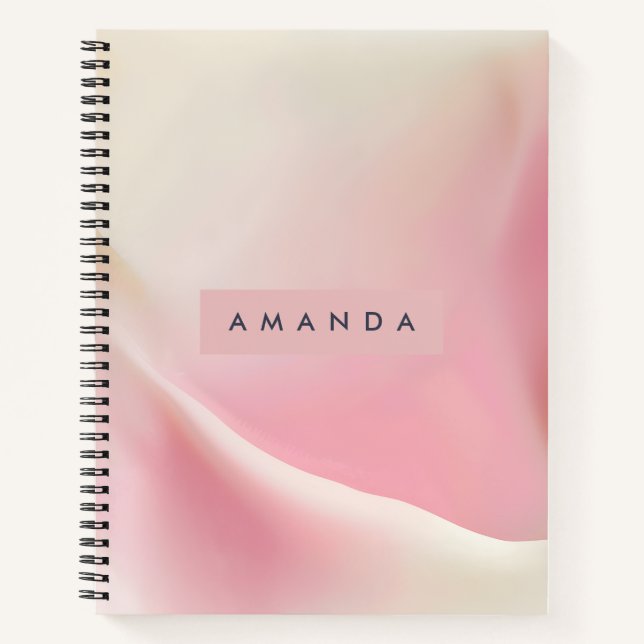 Personalized Gentle Pink Silk Wave Design Notebook (Front)