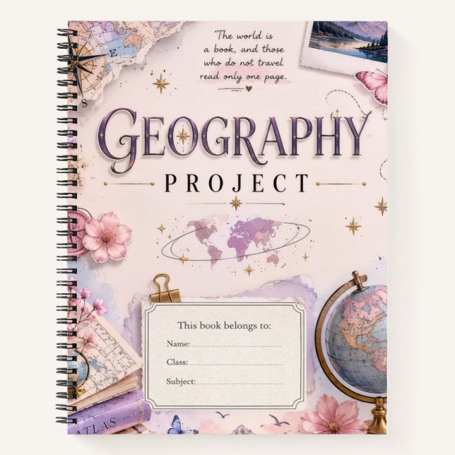 Personalized Geography Project Notebook | Vintage  (Front)