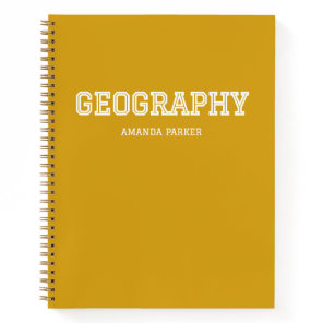 Personalized Geography School Calendar Yellow  Notebook