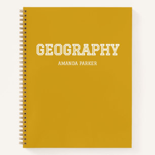 Personalized Geography School Calendar Yellow Notebook