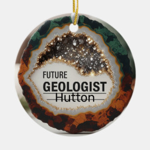 Personalized geologist ceramic ornament