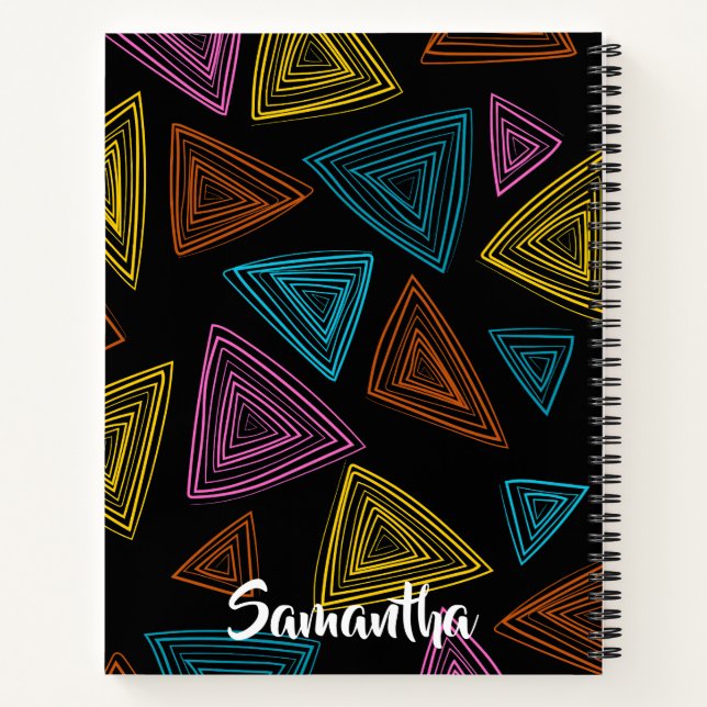 Personalized Geometric Black Yellow Orange Notebook (Back)