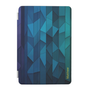 Personalized Geometric Blue and Teal Pattern iPad Mini Cover