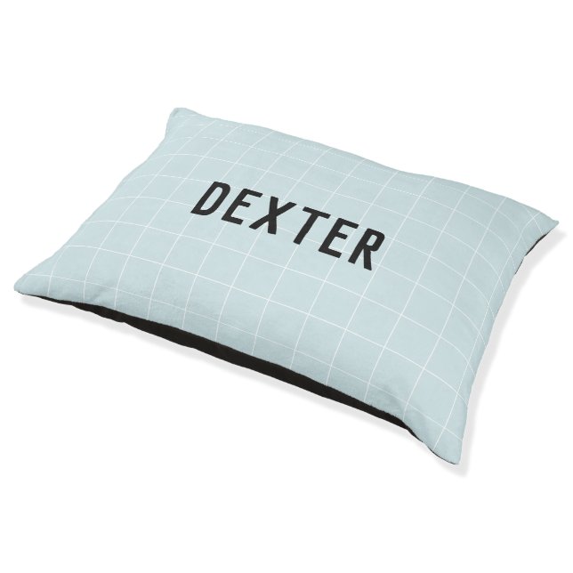Personalized Geometric Blue Custom Name Pet Bed (Angled)