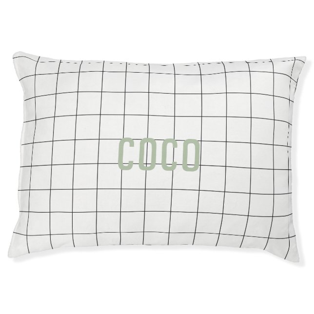 Personalized Geometric Green Custom Name Pet Bed (Front)