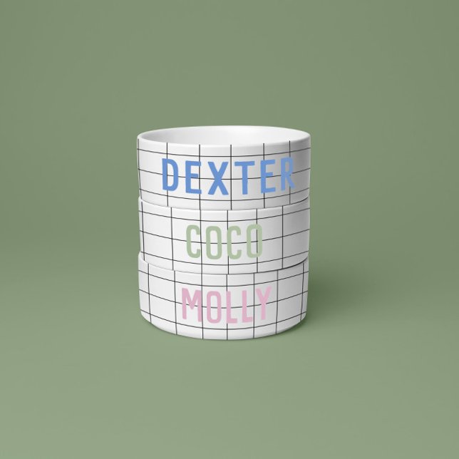 Personalized Geometric Green Custom Name Pet Bowl (Creator Uploaded)