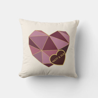 Personalized Geometric Heart Square Pillow