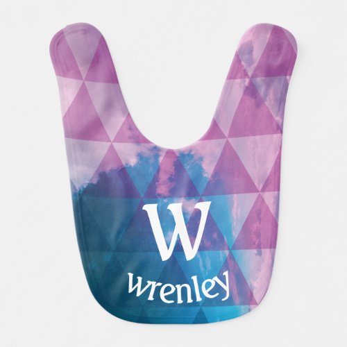 Personalized Geometric Ombre Cloud Baby Bib
