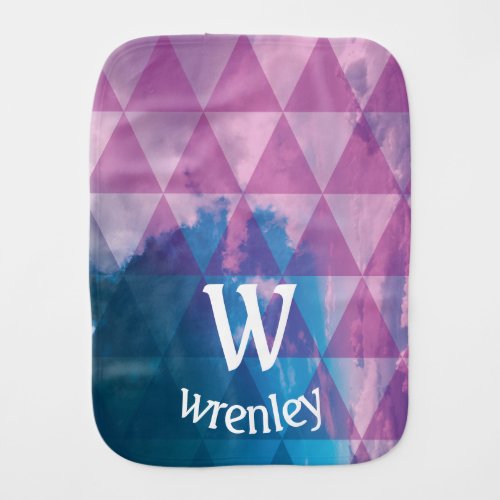 Personalized Geometric Ombre Cloud Baby Burp Cloth