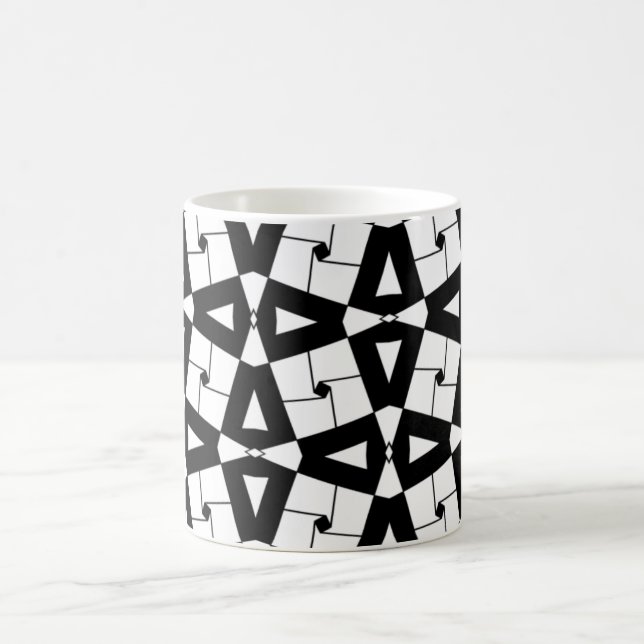 Personalized Geometric Pattern Black & White Coffee Mug (Center)