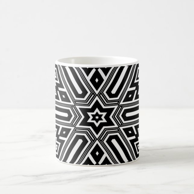 Personalized Geometric Pattern Black & White Coffee Mug (Center)